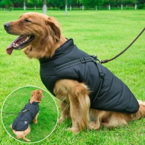 ElitePet Insulated Dog Winter Puffer Coats with Harness