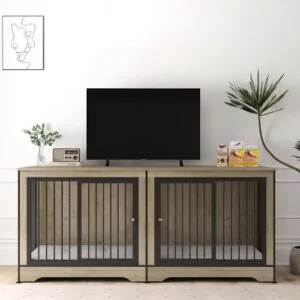 2 dog crate tv stand