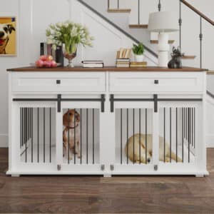 dog kennel console table with two doors