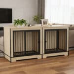 dog crate furniture for 2 dogs with divider