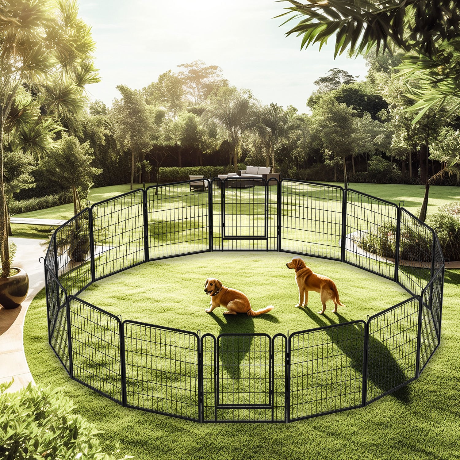 Heavy Duty Indoor Outdoor Metal Dog Exercise Pen (32-in/39-in)