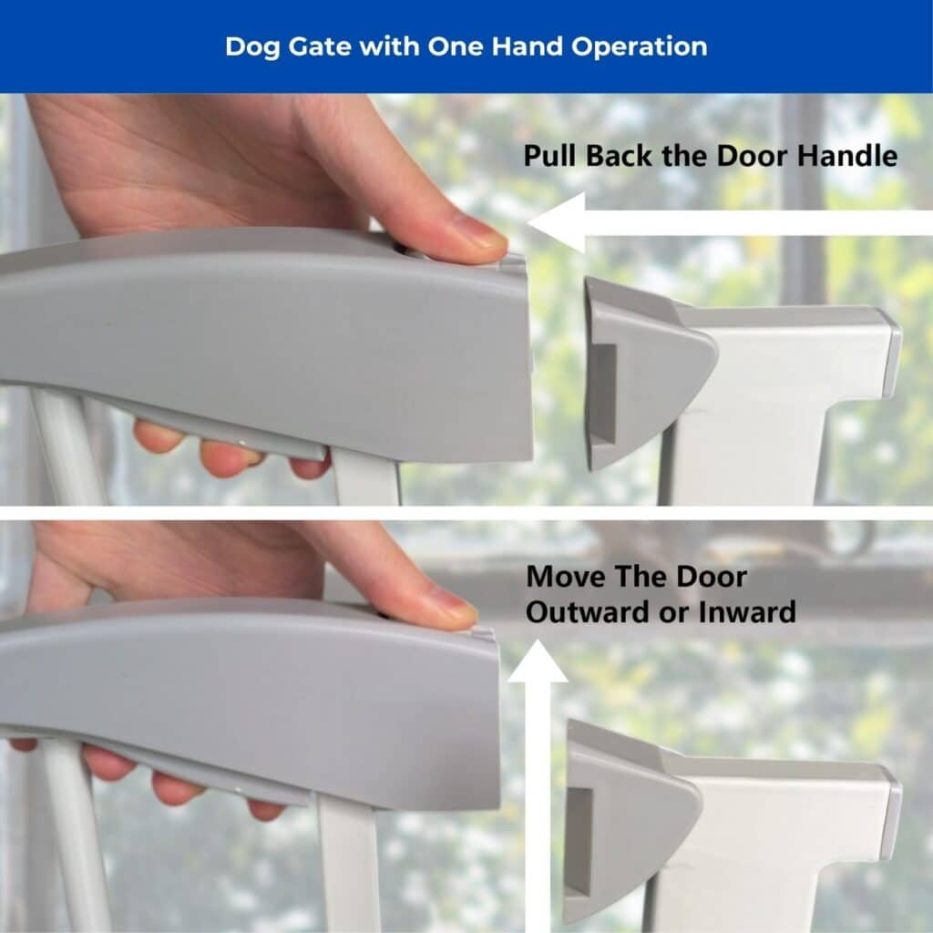 dog gate with one hand operation