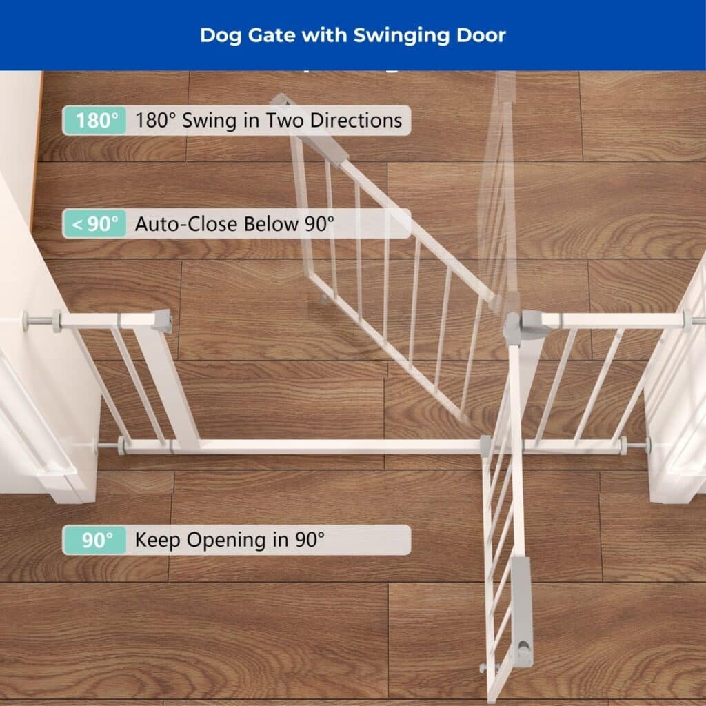 dog gate with swinging door