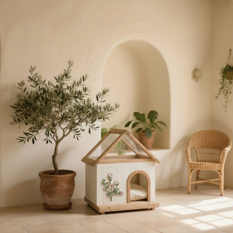 indoor dog house with bed