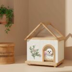 small wooden dog house indoor