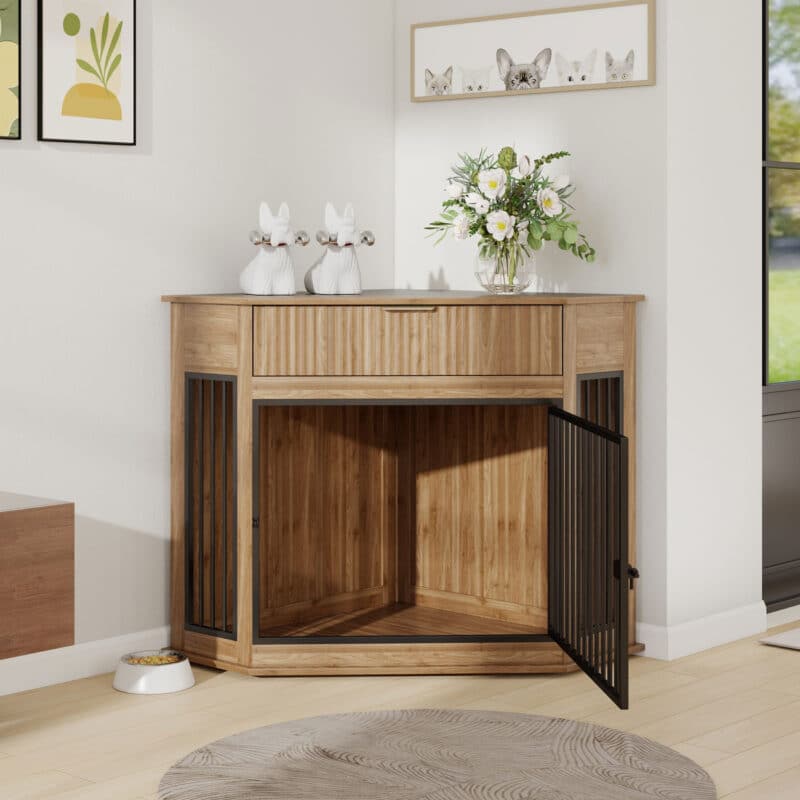 corner dog crate furniture