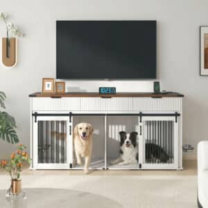 white double wooden dog crate