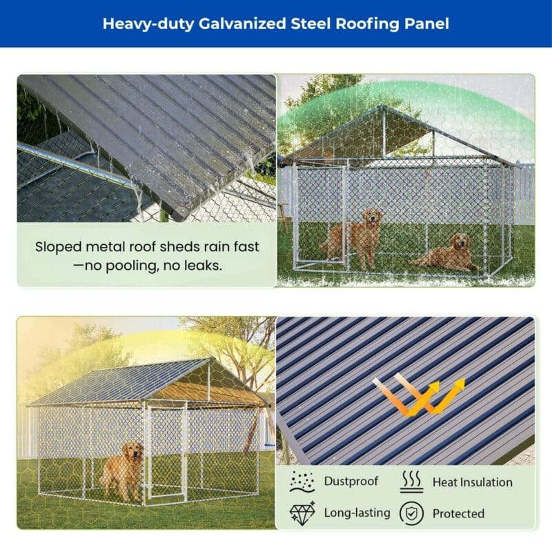 heavy duty outdoor dog kennel with metal roof