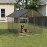 large outdoor dog kennel with roof