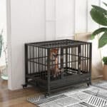 pawhut heavy duty dog crate for medium dogs