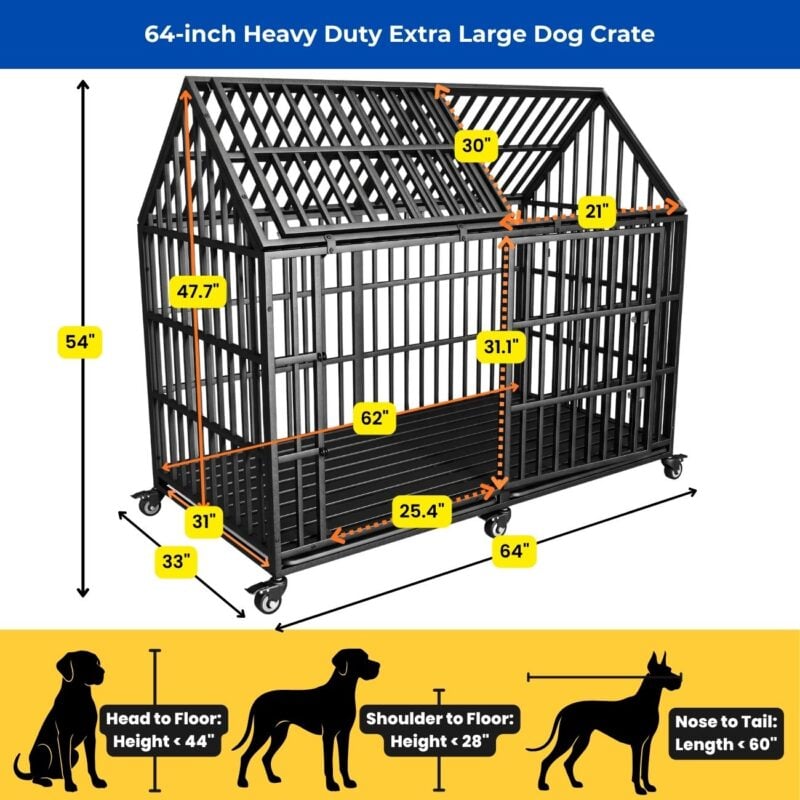 64 inch heavy duty xl dog crate
